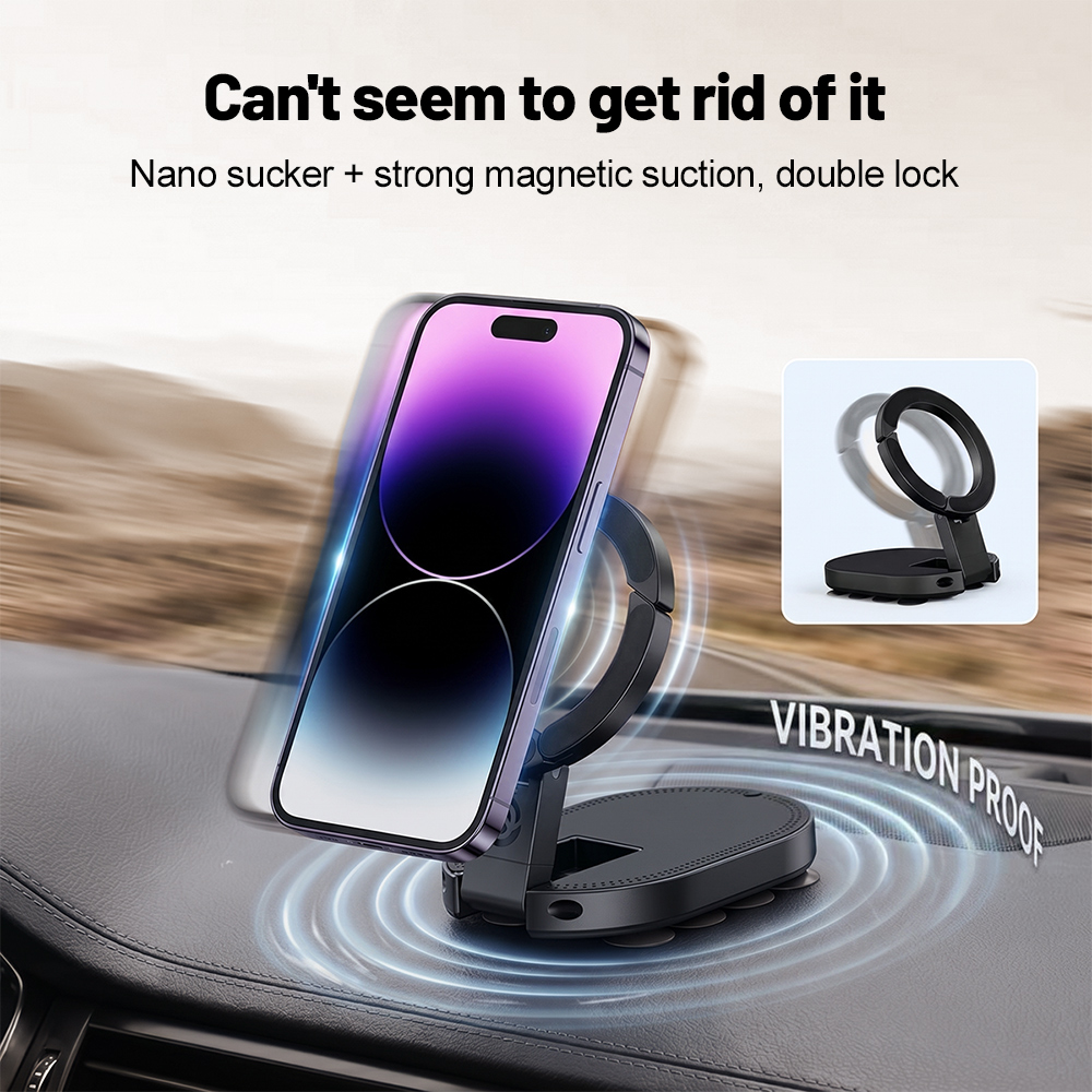 Kitchen Gadgets & Toys - 360 ° Rotierbarer 3-in-1-Saugnapf-Magnet-Handyhalter, mehrfach verstellbarer,
