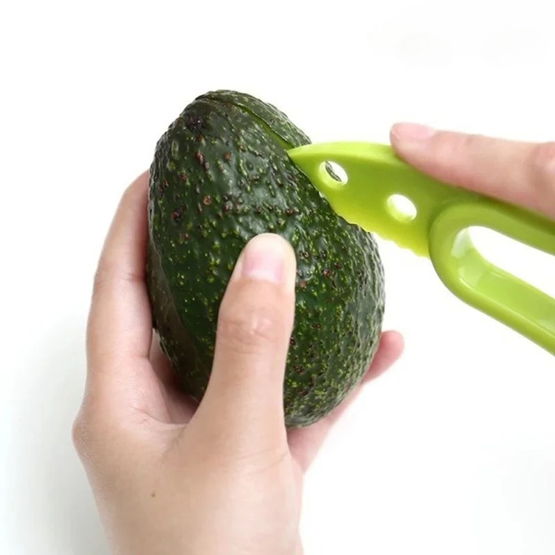 Avocado Slicer Tool - 1 Stück 3-in-1 Grüner Avocado-Schneider, Entkerner,