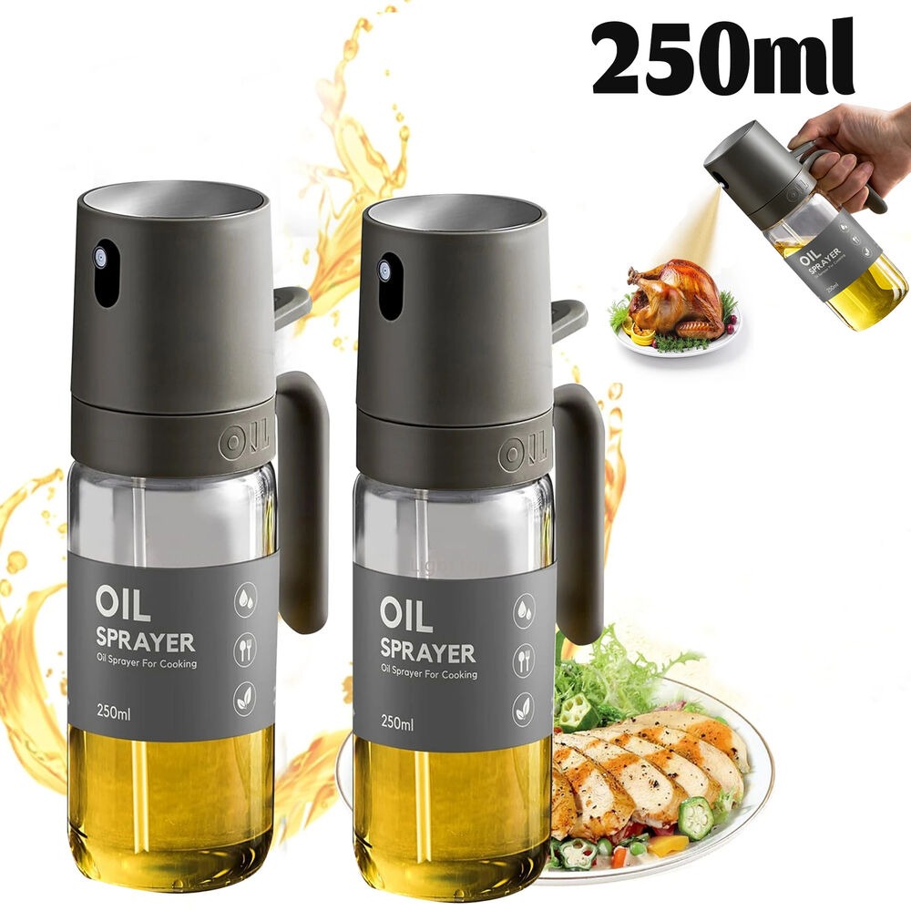 Oil Mister Spray Bottle - 250ML Ölsprüher, Hochwertiger Borosilikatglas BPA-freier Kochsprüher,