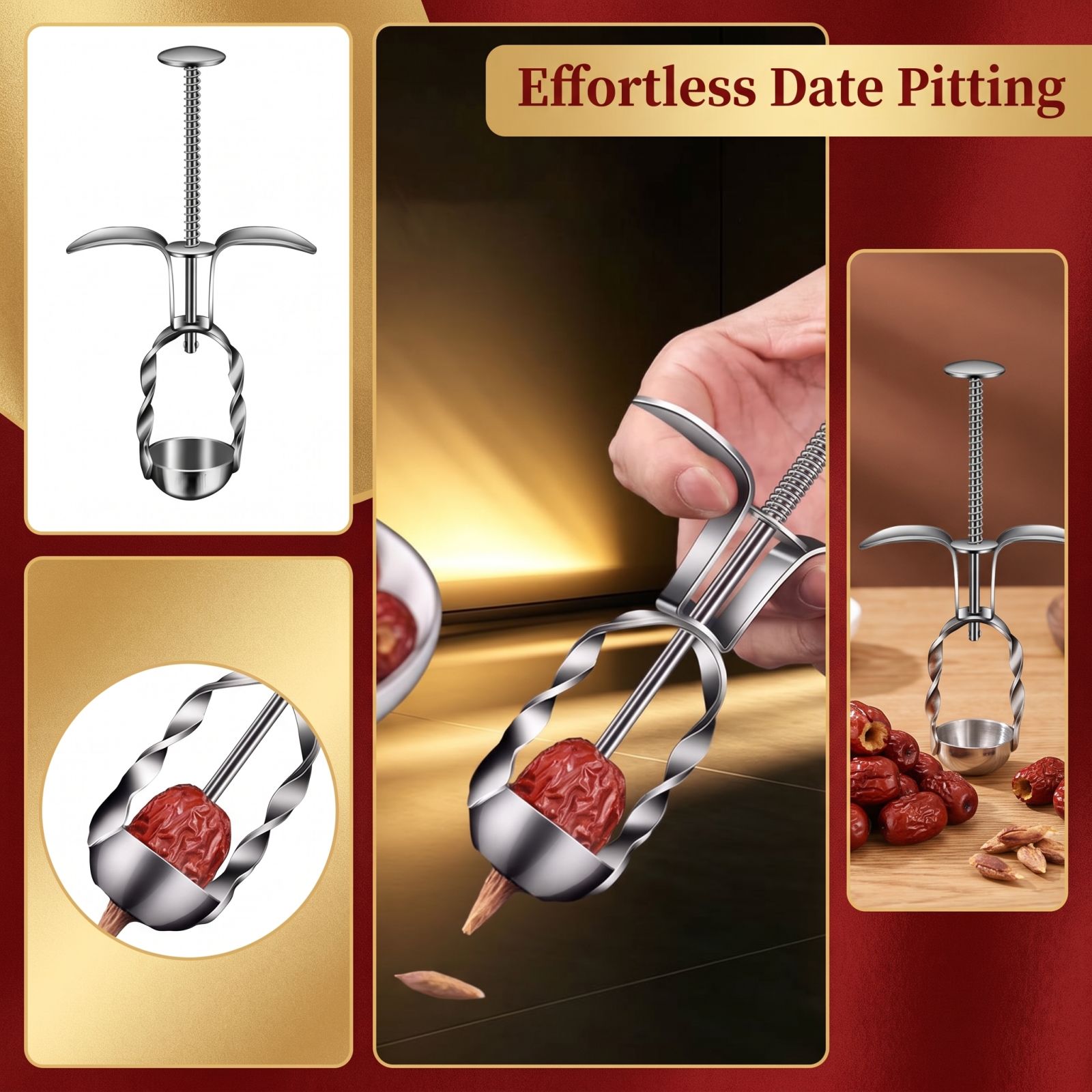 Kitchen Gadgets For Cooking - Edelstahl-Dattelentkerner für rote Datteln, Jujube-Samenentferner zum