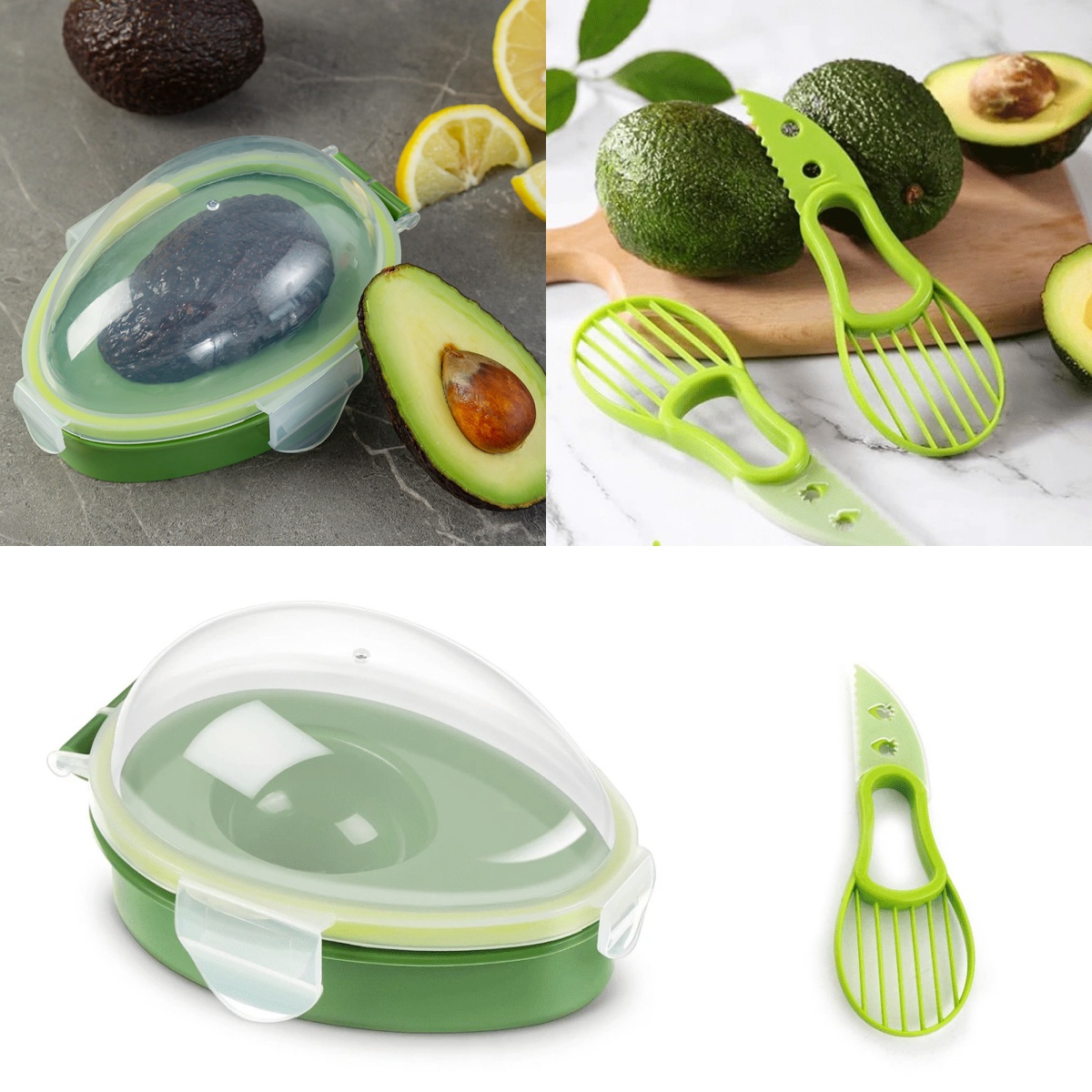 Avocado Slicer Tool - Avocado-Aufbewahrungsbox Wiederverwendbarer Frischhalter Obstschneider Platzsparender Behälter