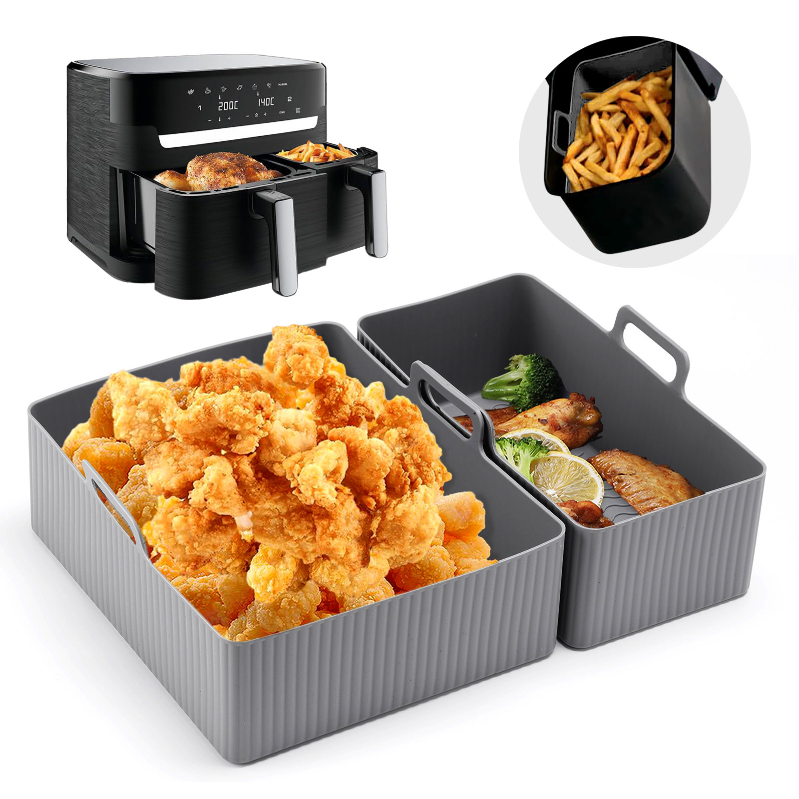 Silicone Steamer Basket - 2 teile/satz Silikon Air Friteuse Matte